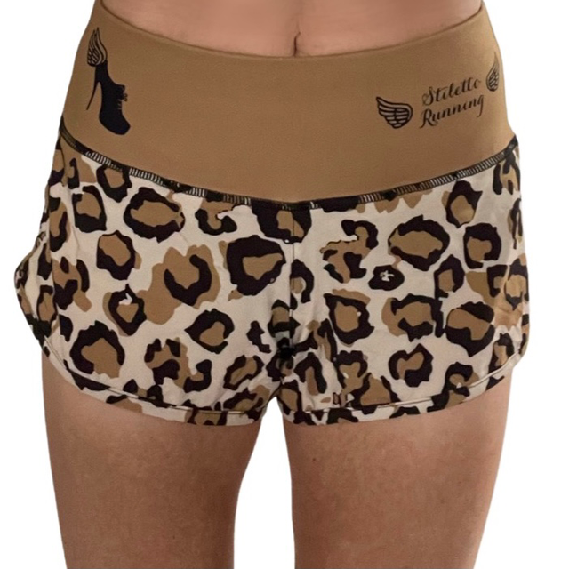 leopard running shorts
